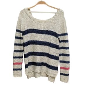 Pink Rose Striped Knit Low Back Lightweight Sweater Medium